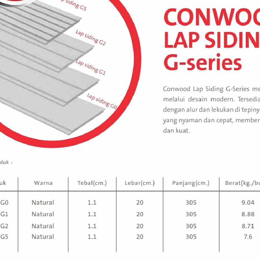 CONWOOD LAP SIDING 8" G1 / Conwood Dinding