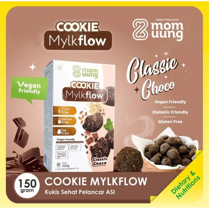 Mylkflow Mom Uung Classic choco Matcha Pistacio Vegan Friendly Kue Camilan Ibu Menyusui