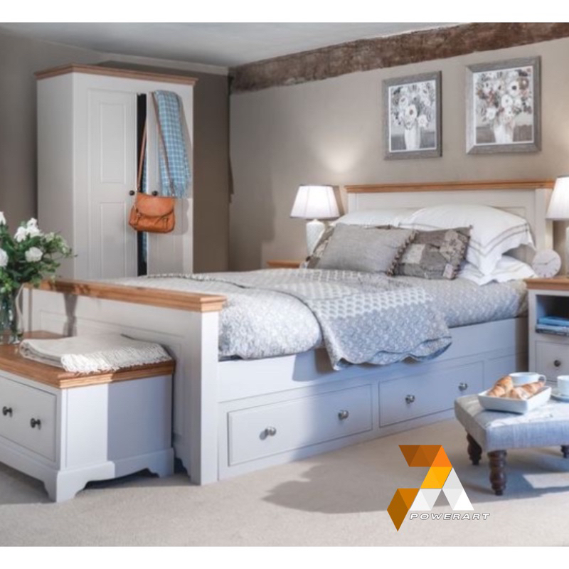 TEMPAT TIDUR LACI MINIMALIS DIPAN MINIMALIS LACI RANJANG LACI DUCO PUTIH