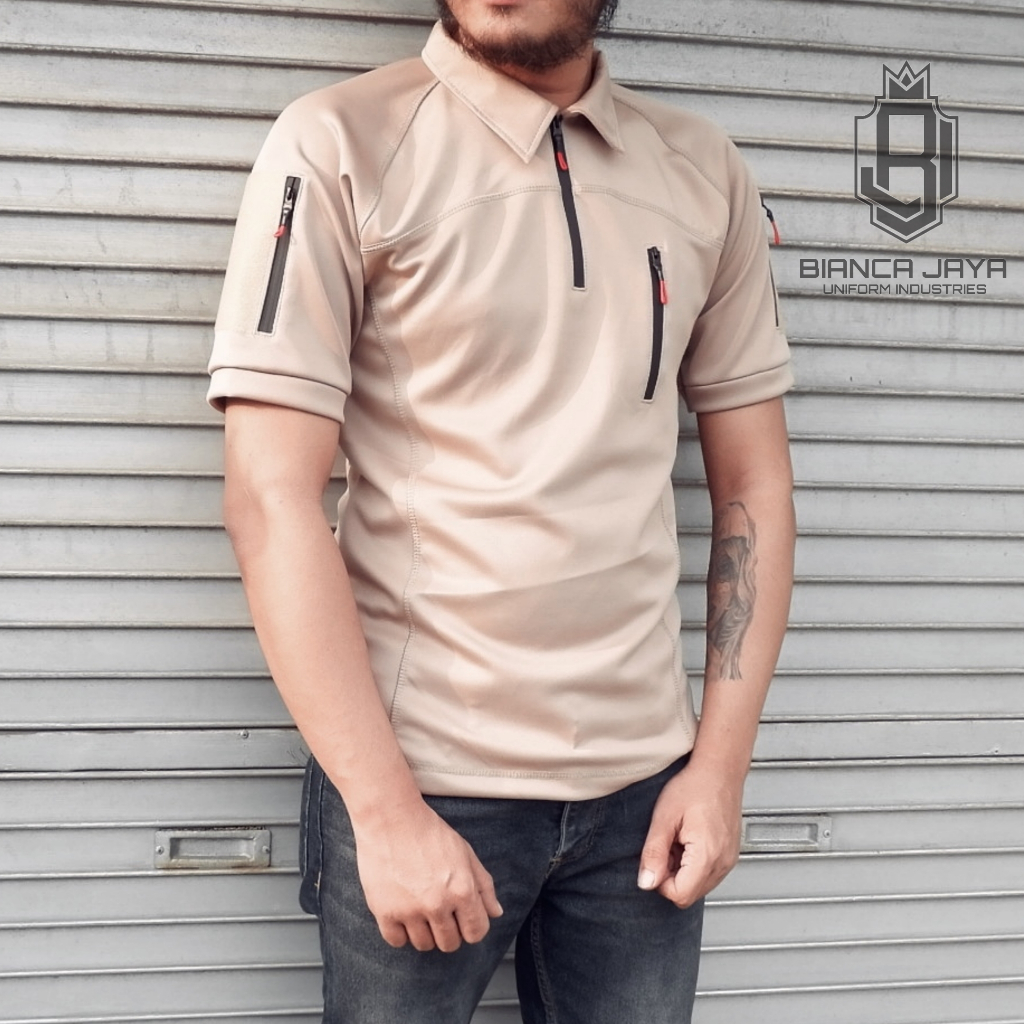 Terbaru kaos bdu tactical full Scuba Combat Cream Polos lengan pendek