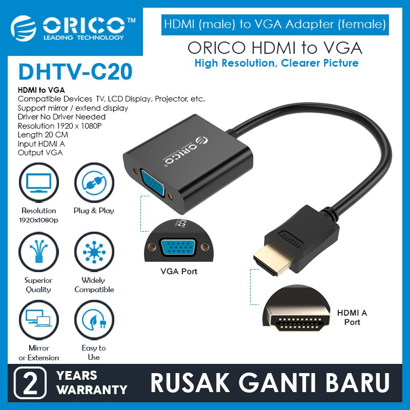 Orico DHTV-C20 HDMI A to VGA Adapter - Converter HDMI To VGA