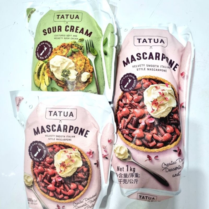 

tatua mascarpone 500 gr / mascarpone tatua 1 kg / sour cream tatua 500 gr / sour krim asam probiotik