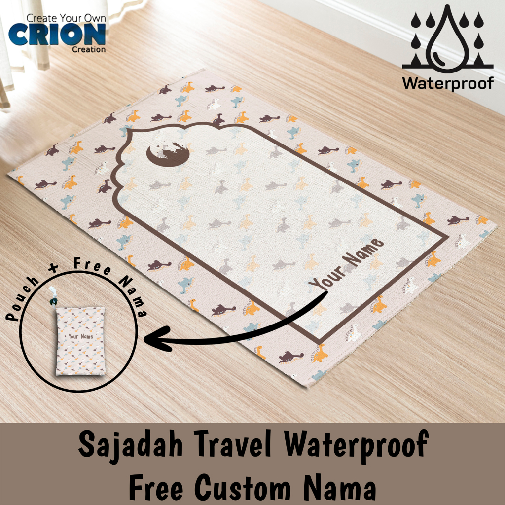 Sajadah Travel Waterproof Anak / Custom Nama / Animal Series - By Crion