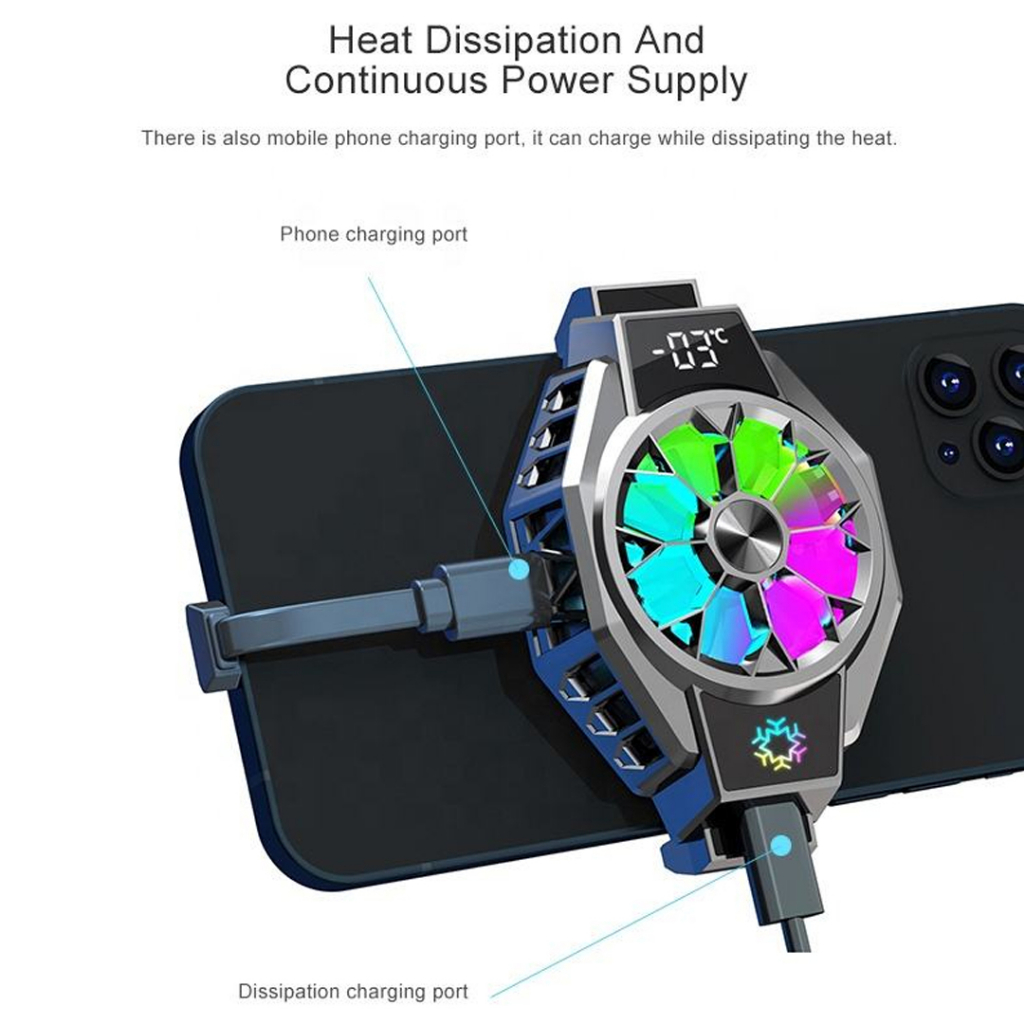 Funcooler X9 Cooling Fan Radiator RGB With Digital Display Pendingin HP Gaming Clip On Jepit Phone Fan Cooler Kipas Pendingin Handphone