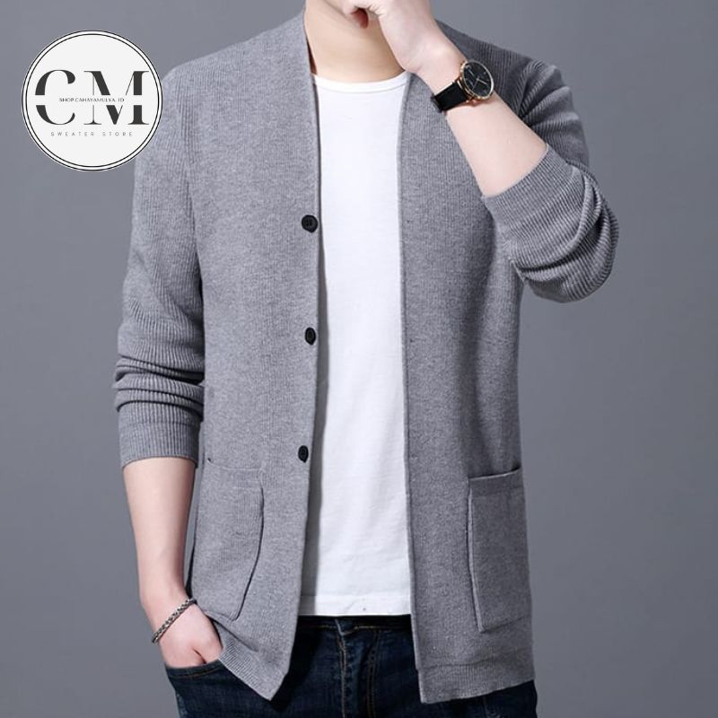 Sweater Kardigan Pria/ Sweater Kancing/ Blezer Kancing 100% Cotton Berkualitas