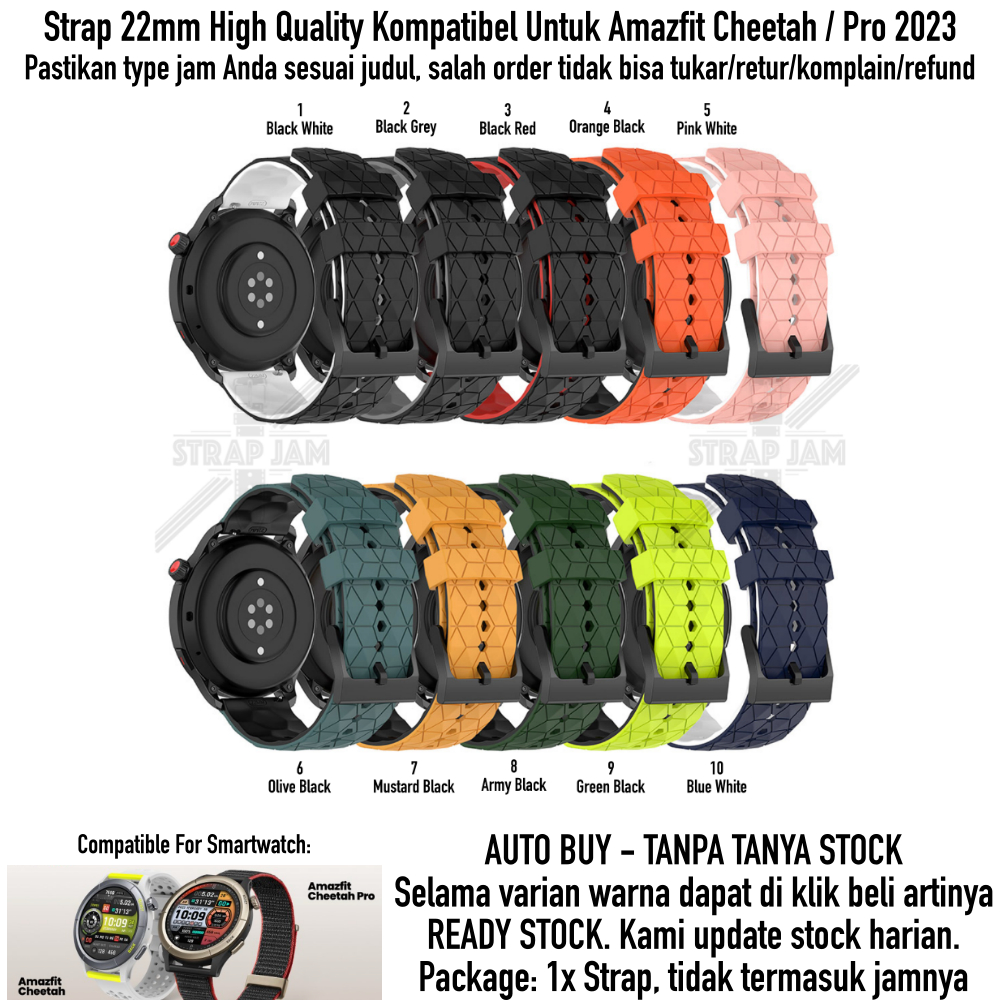 ZQT 22mm Strap Amazfit Cheetah / Pro 2023 - Tali Jam Tangan Silikon Rubber Quick Release