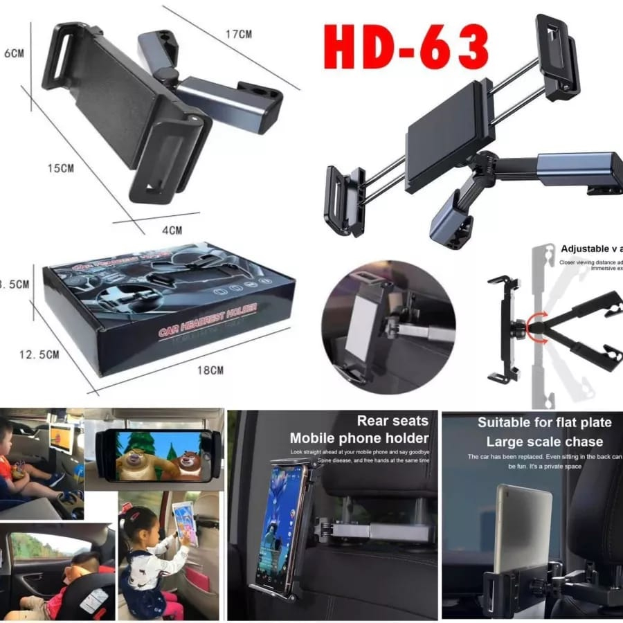 Car Holder Hp Hd-63 / Car phone holder HD63 stand handphone Alat penyangga hp jok mobil multifungsi cocok untuk tablet