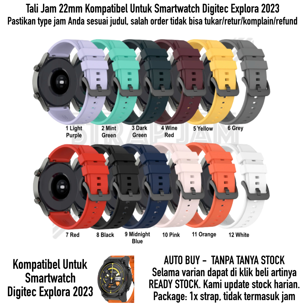 T2P 22mm Strap Smartwatch Digitec Explora - Tali Jam Tangan Pin Quick Release