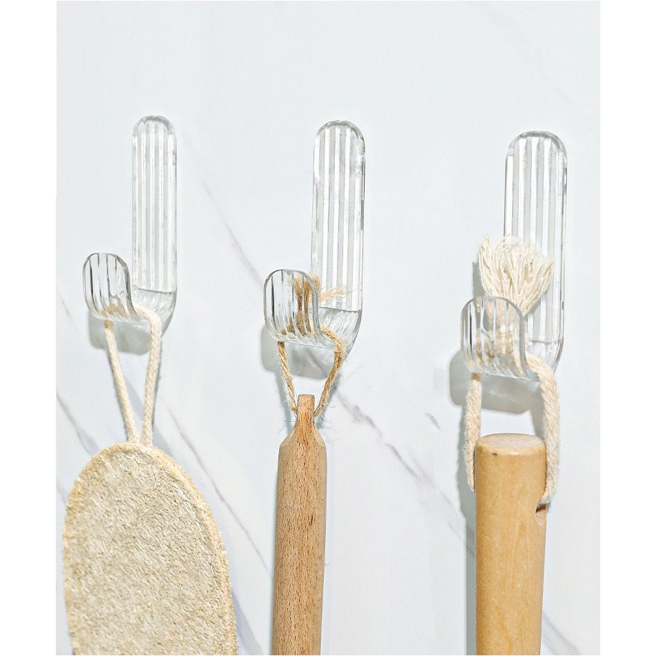 Kait Tempel Dinding J Type Akrilik Kait Serbaguna Gantungan Baju - HW136