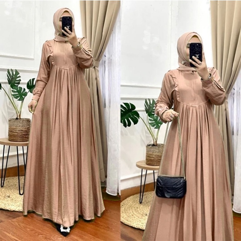 Ranni Dress Pololinen Premium Ruffle Dress Muslimah Wanita