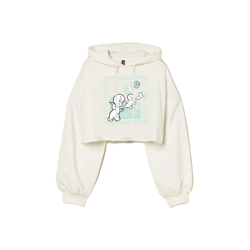 Crop Sweater H&amp;M Casper Broken White Hoodie Crop Wanita Soft Cream