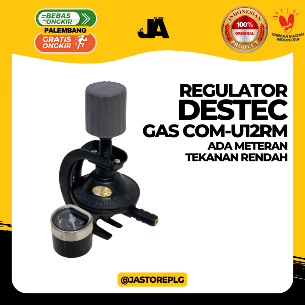 Gas Regulator Com Destec COM U12RM Dengan Meteran Tekanan Rendah Original