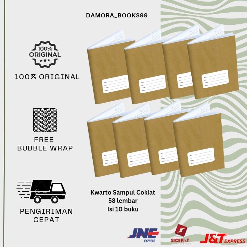 

Buku Tulis Kwarto 58 Lembar Isi 10 buku Sampul Coklat