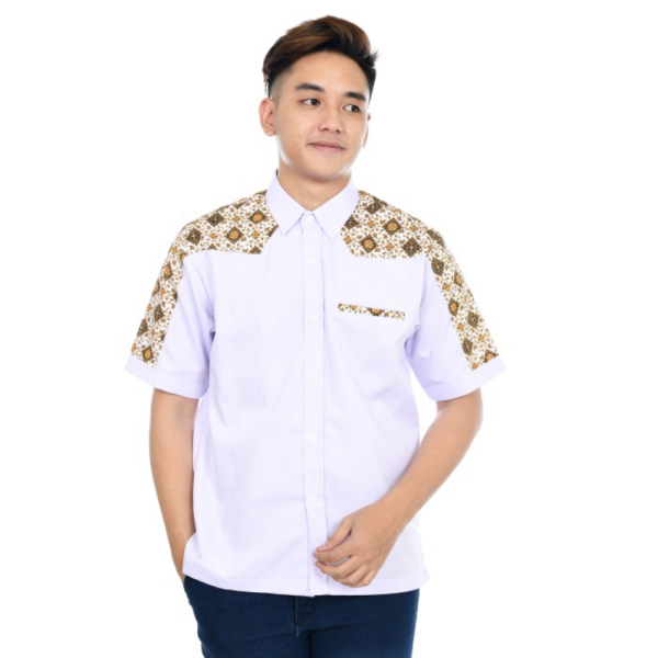 custom baju Grosir karyawan - pria kombinasi Putih Unik batik/kemeja bordir/baju S Berkualitas