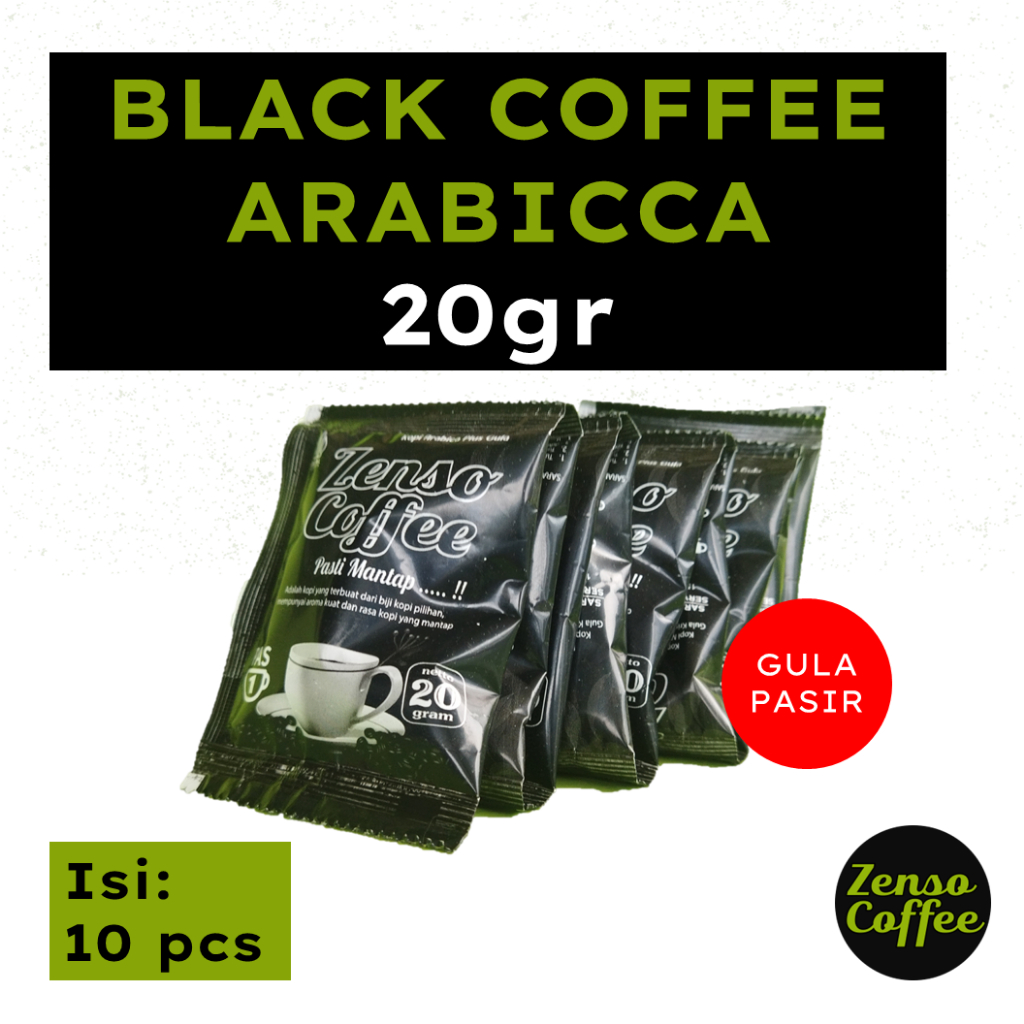

Zenso Black Coffee Arabicca Saset Gula Pasir 20gr @10 pcs