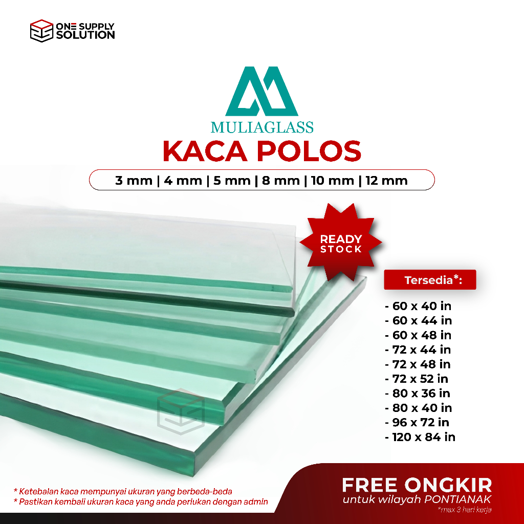Kaca Polos 3mm 4mm/ Kaca Bening Polos 3mm 4 mm/ Clear Glass/ Mulia Glass