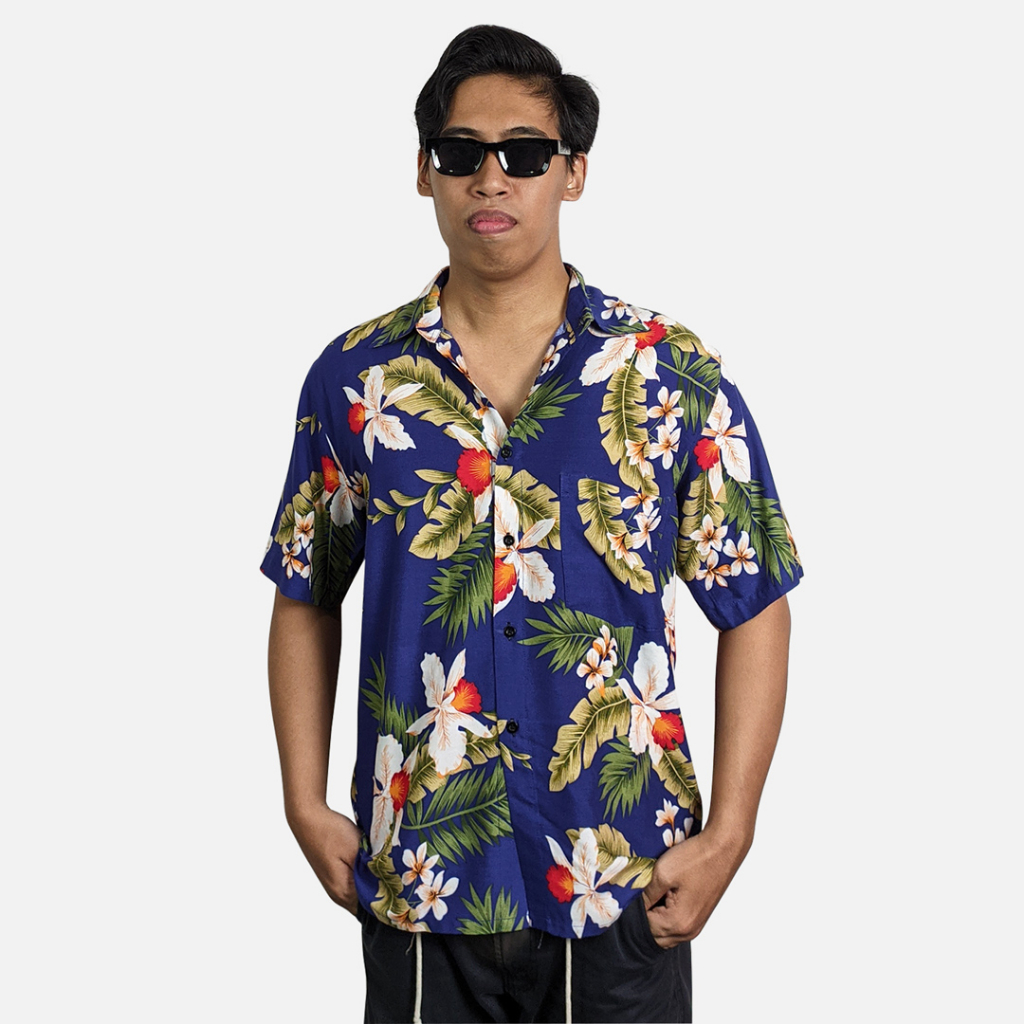 Hem Pantai Cowok - Kemeja Pantai Hawai - Kemeja Pantai Motif Bunga
