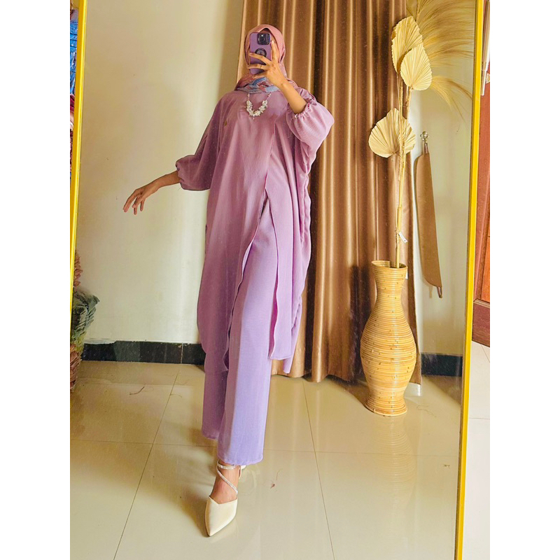 Oneset Mecca / Oneset Tunik / Oneset Long Tunik Oversize Crinkle Airflow