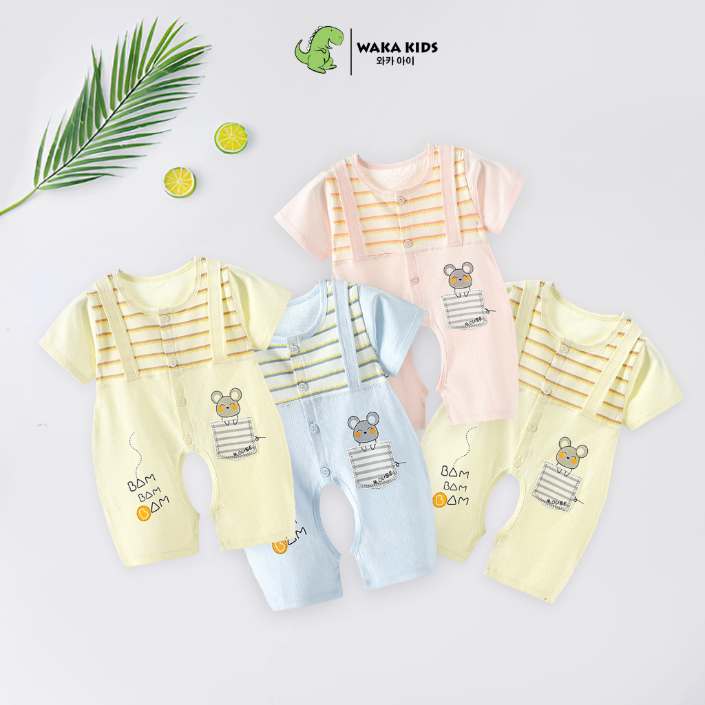 Jumpsuit Bayi Jumper Pendek Anak Romper Baju Kodok Motif Bear Garis Garis Import 4236 Venrz