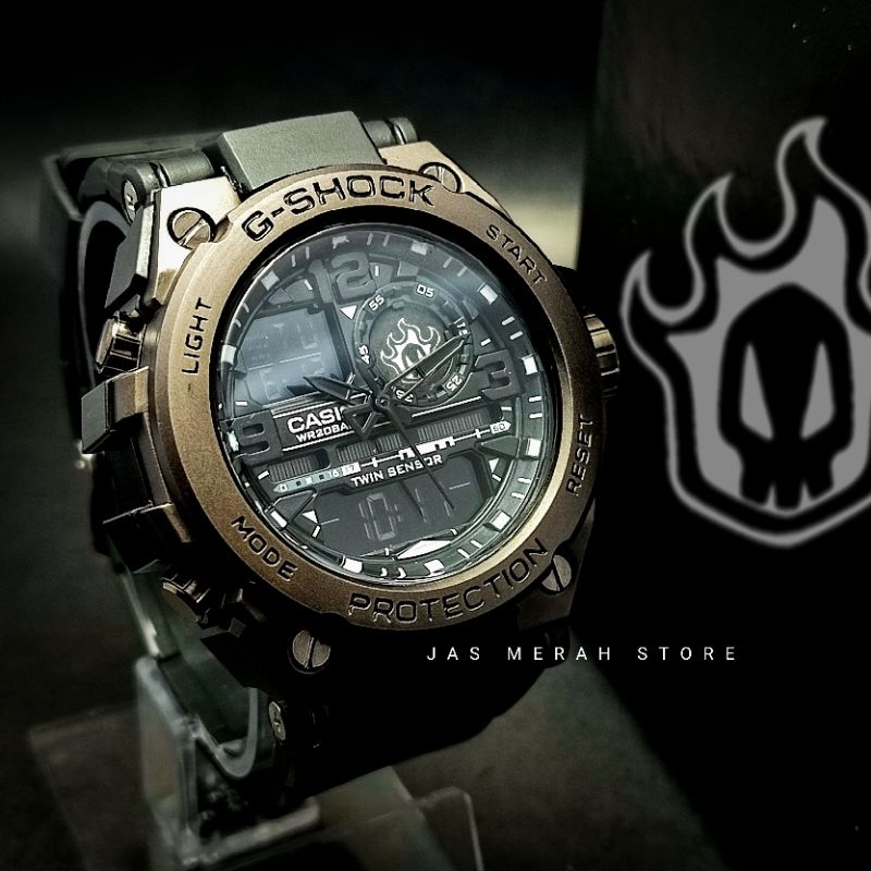 Jam Tangan Bleach Tengkorak Api  X G Shock GST Black