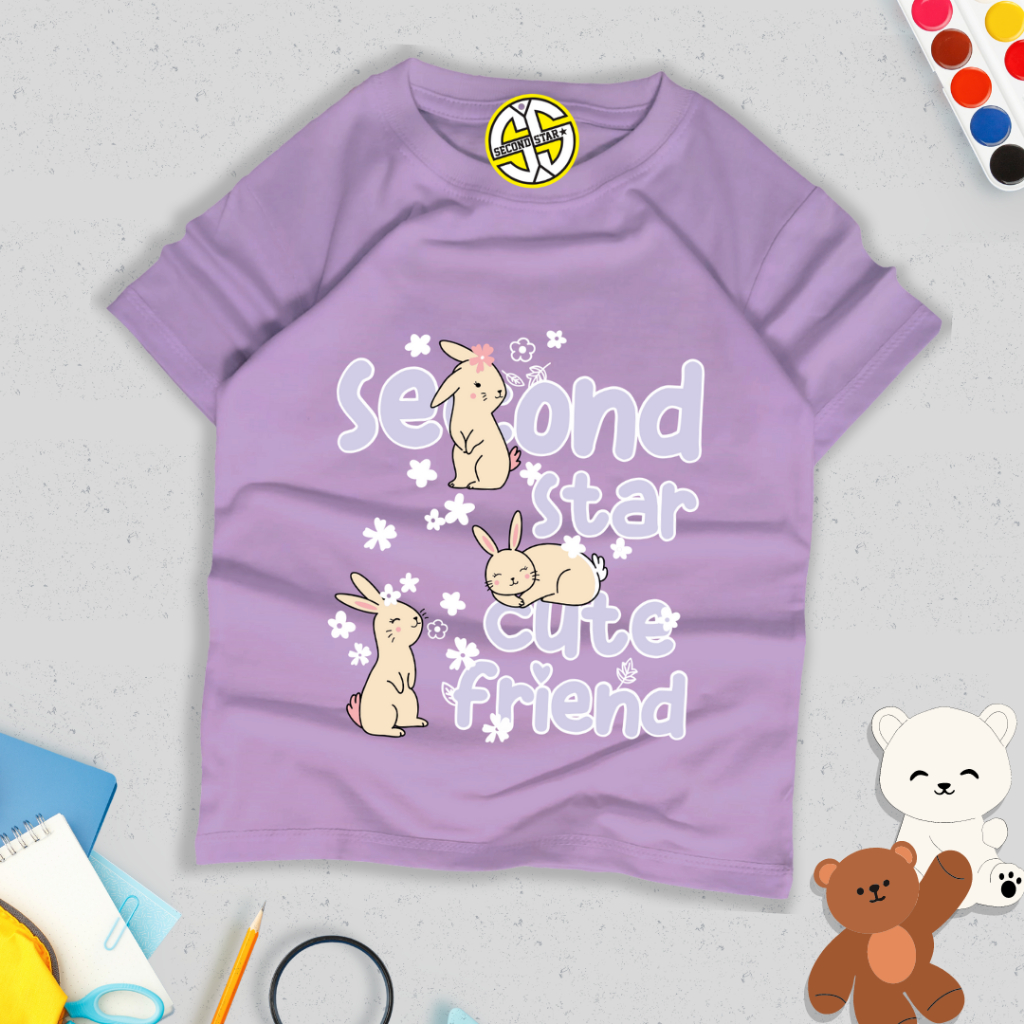 Secondstar baju anak perempuan Kaos oblong 1-12 tahun warna pastel purple