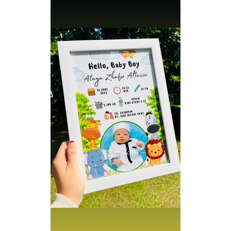 Frame Datar Custom Hewan | Frame Baby | Frame A4/12R | Frame Gift