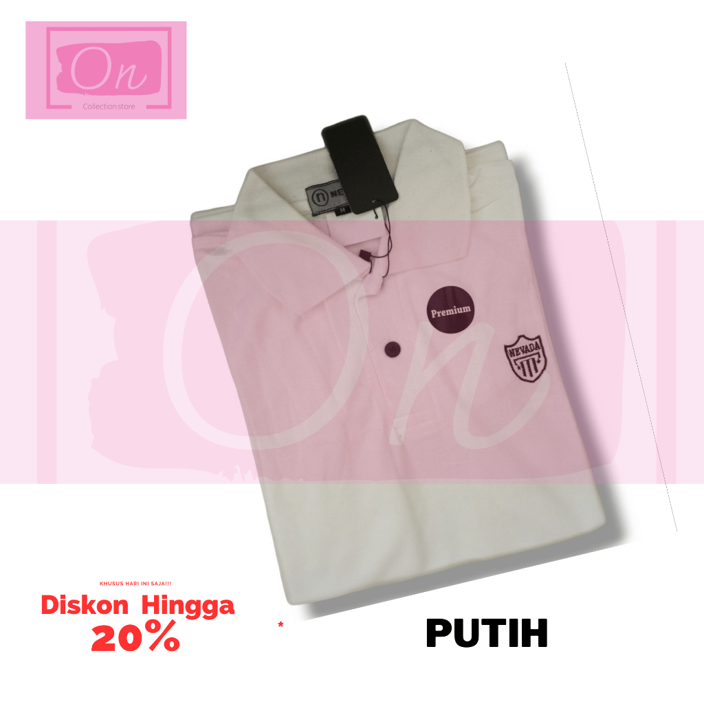 KAOS Polo PRIA BERKERAH NEVADA Original Warna PUTIH Ukuran M