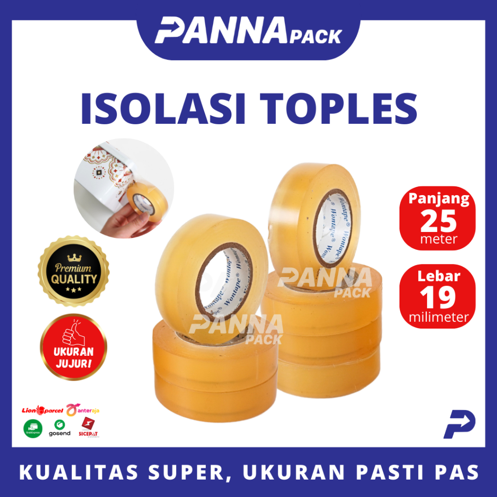 

PANNAPACK Isolasi Toples Kaleng Kue Selotip Toples Makanan Solasi Kue Kering Nastar Can Sealing Tape 18mm x 20m
