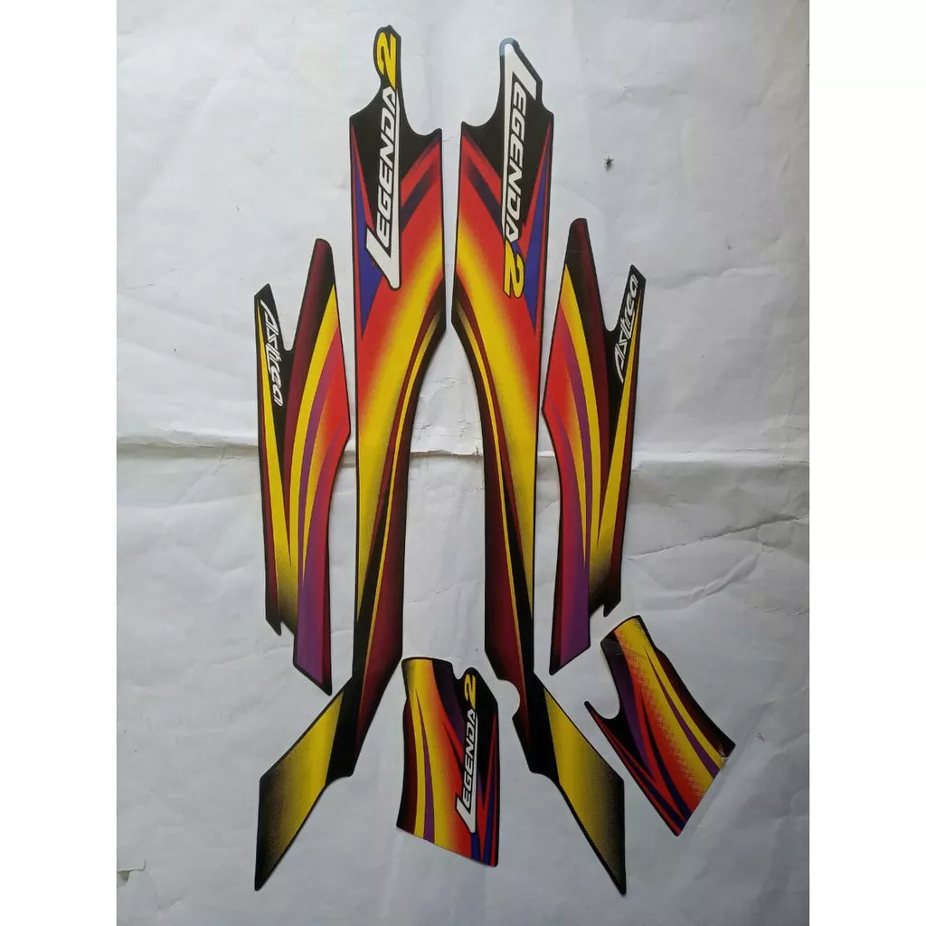 stiker striping honda astrea legenda 2 2002 hitam merah lis body original
