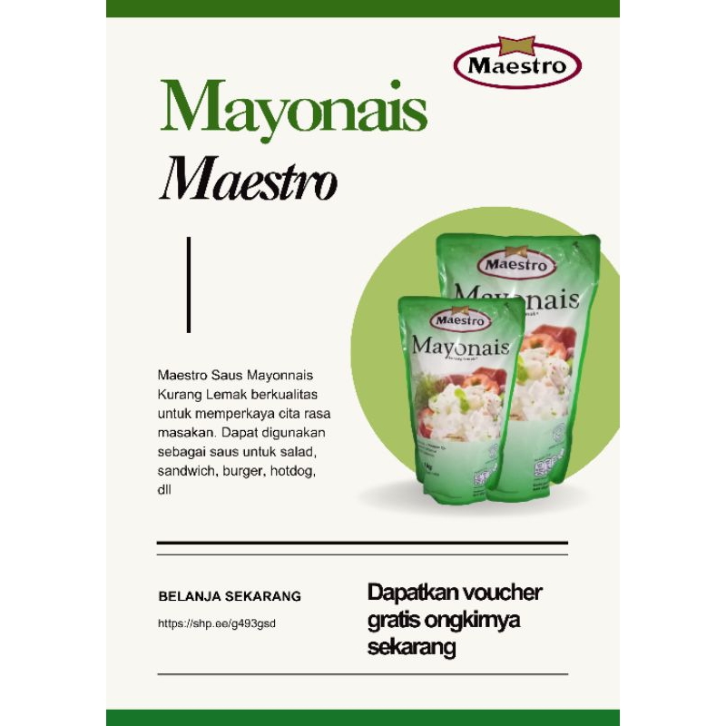 

Mayonais Maestro 1 Kg Mayonais Tanpa Lemak