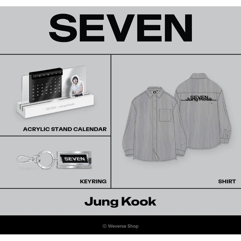 OFFICIAL BTS JK JUNGKOON SEVEN MERCH KEYRING TSHIRT