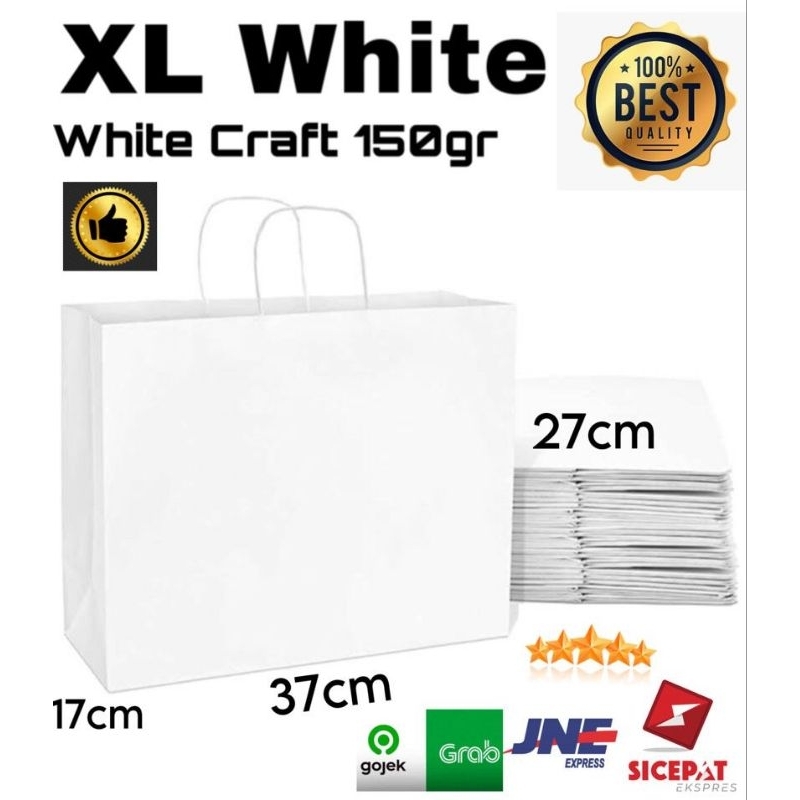 

Paperbag Kertas Putih XL |GoddieBag Kertas Putih Uk 37.17.27cm