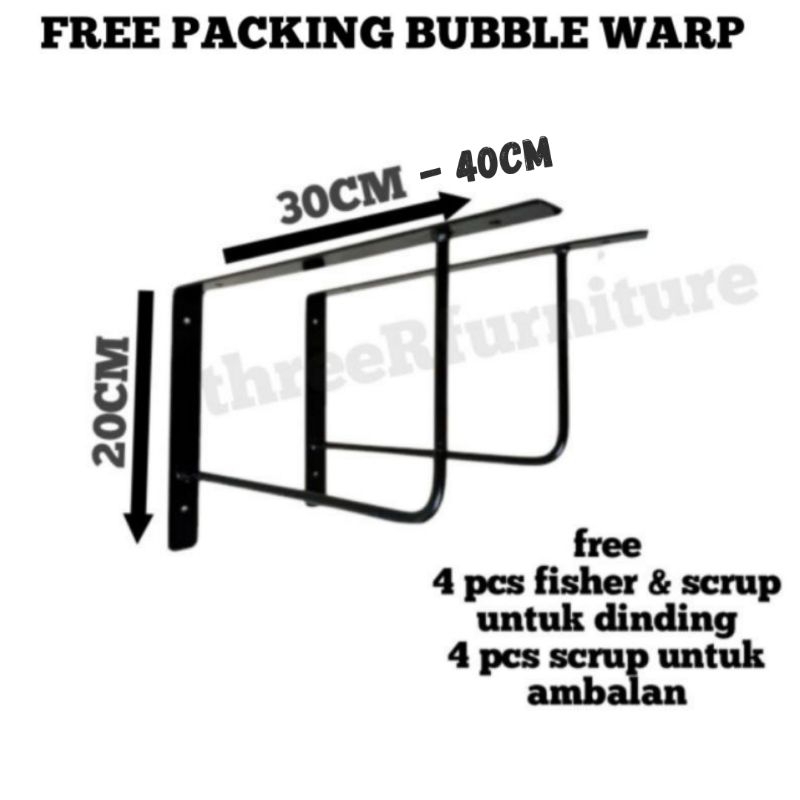 cod Rak siku dinding minimalis Brecket besi siku penyangga ambalan 30cm dan 40cm