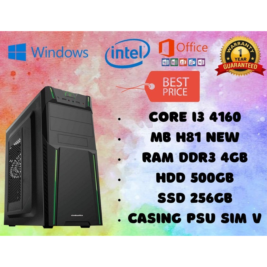PC KOmputer Rakitan Core i3-4160 Ram 4GB HDD 500GB