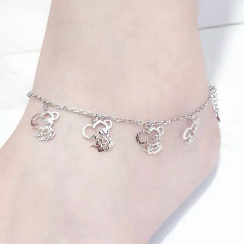 Gelang kaki mickey gelang kaki cewek gelang kaki perak 925 lapis emas putih
