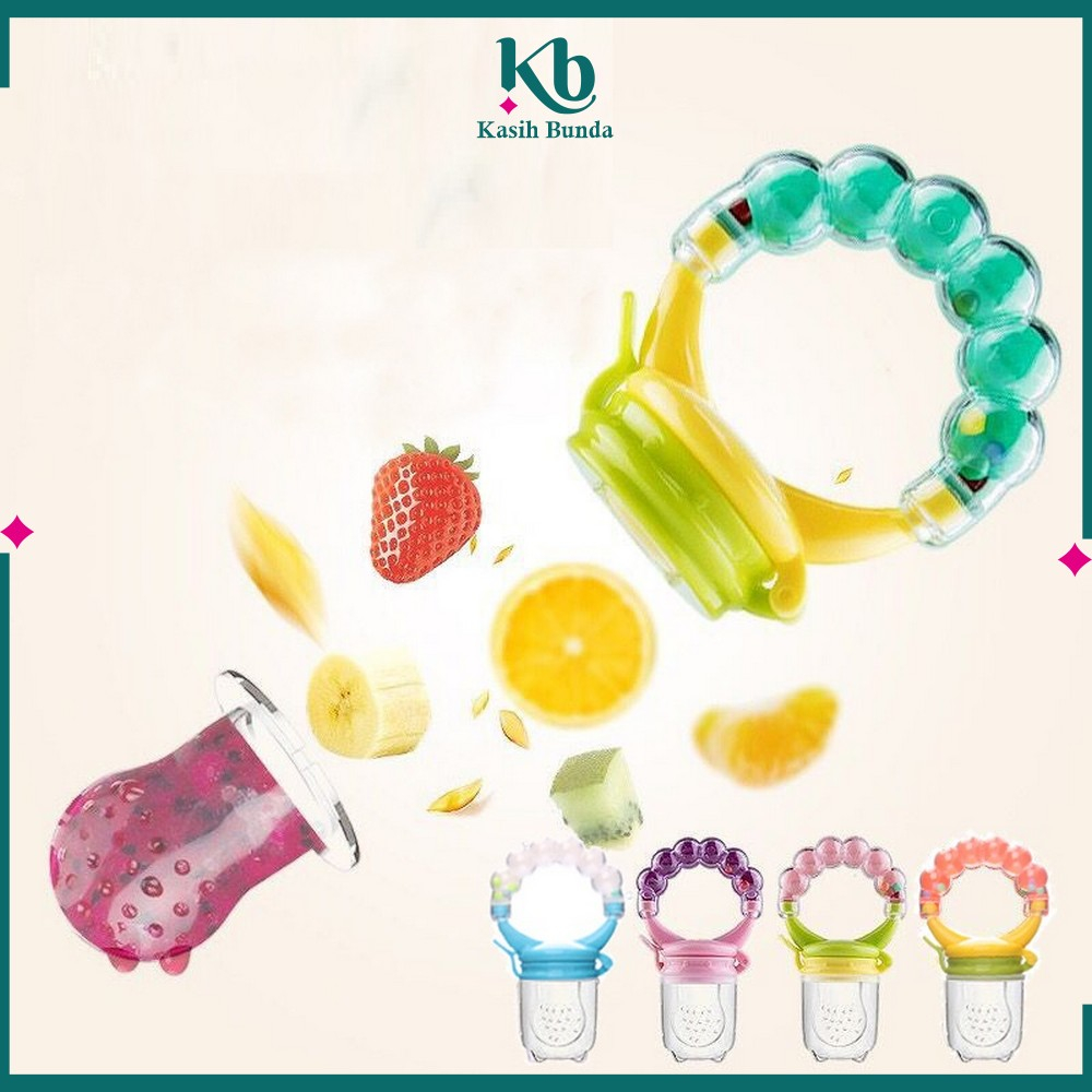 Empeng Dot Buah Anak Bayi dengan Rattle Teether Praktis / Baby Fruit Feeder Kompeng Pacifier Portabl
