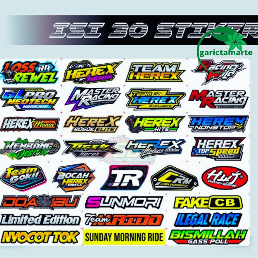 STICKER isi 30PCS / Stiker Herex Stiker Motor Racing - Isi 30 / Sticker Pack Honda Gank, Sticker  Ro