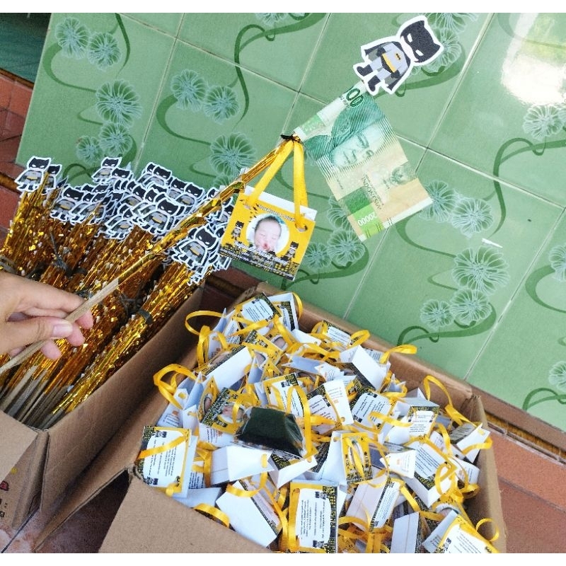 kembang telur /kartu nama aqiqah / kembang telur aqiqah/ tasyakuran / marhaban bayi