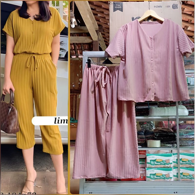 Setelan Knit 7/8 Kancing