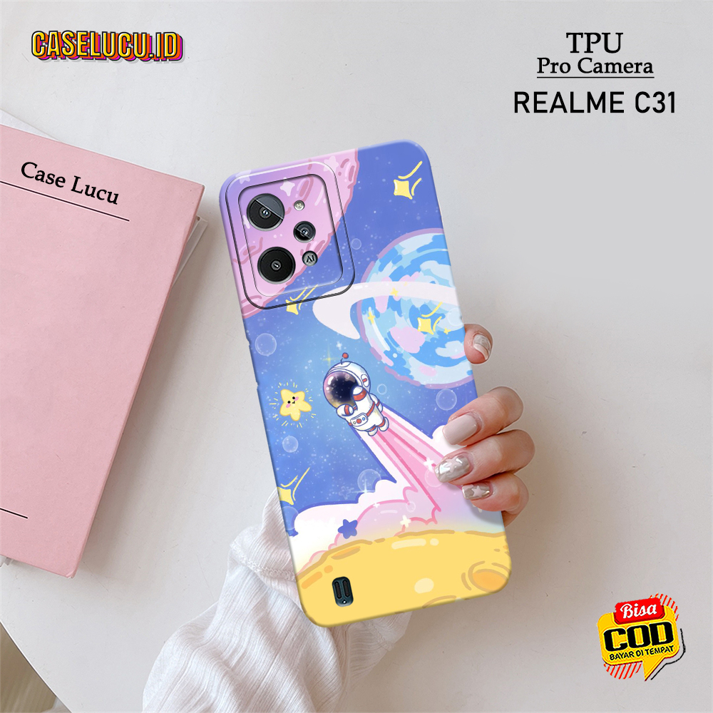 Casing Hp Realme C31 Terbaru - Fashion Case Astronot - Case Realme C31 - Soft Case Hp Realme C31- Ke