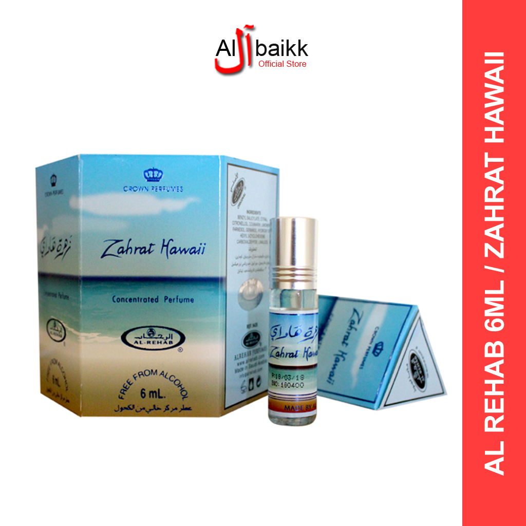 1 BOX / 6 PCS Parfum Arab Al Rehab Zahrat Hawai 6ml Laki-laki Perempuan