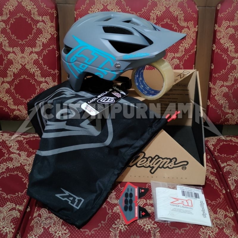 (PRE ORDER) HELM SEPEDA TROY LEE DESIGNS A1 TLD A1 DRONE GREY/BLUE SIZE XL/XXL