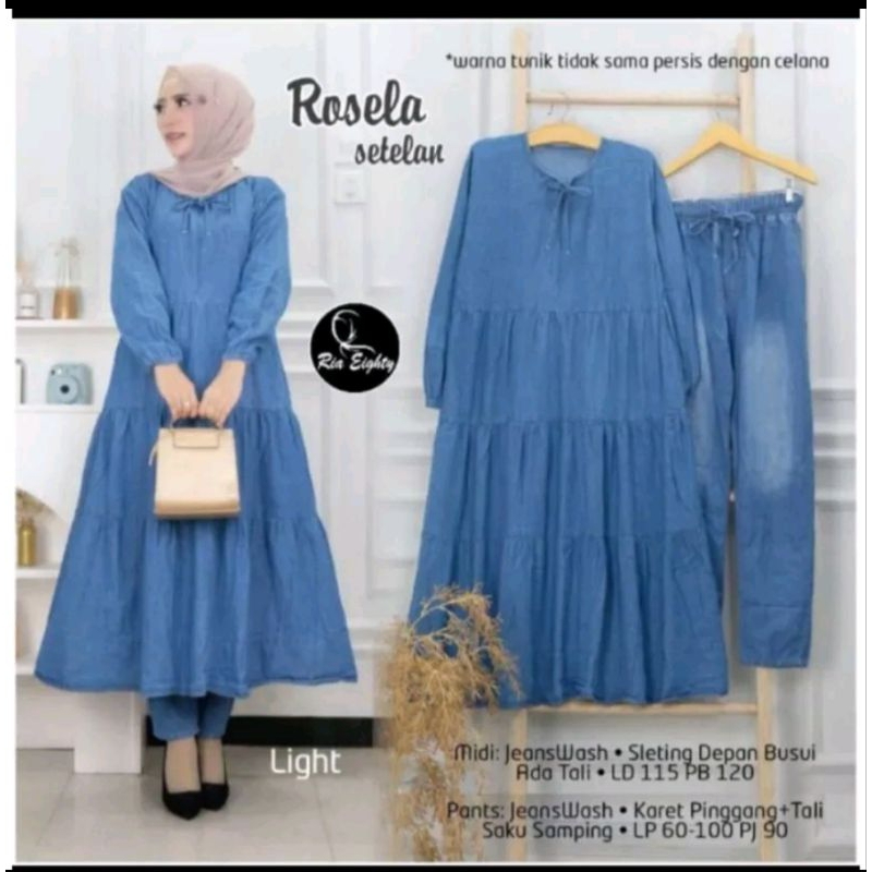 Rosella Jeans Set Wanita Kekinian Jeans Premium HQ