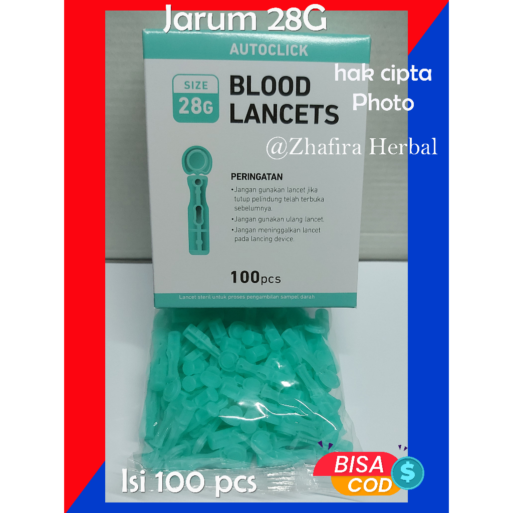 Blood Lancet 28G / Jarum 28G / Jarum Asam Urat Kolestrol Gula / Jarum Bekam 28g