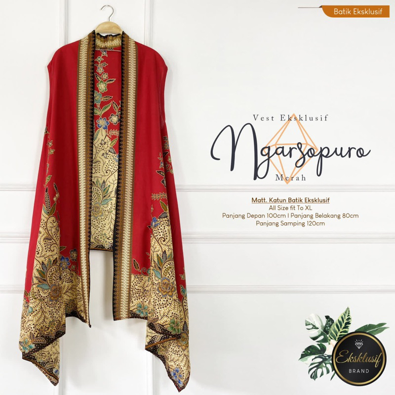 Vest Batik Eksklusif Rompi Ngarsopuro Long Cardi Etnik Kardigan Panjang Motif Solo Atasan Outer Tanp