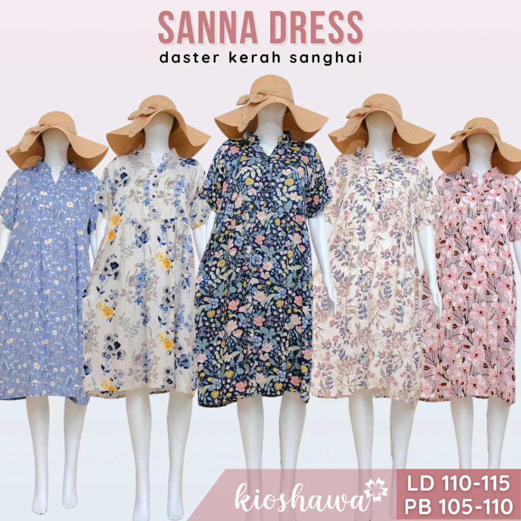 SANNA DRESS . Daster Kerah Sanghai Homedress Kekinian Cantik Berkualitas Murah . Home Dress. Homey D