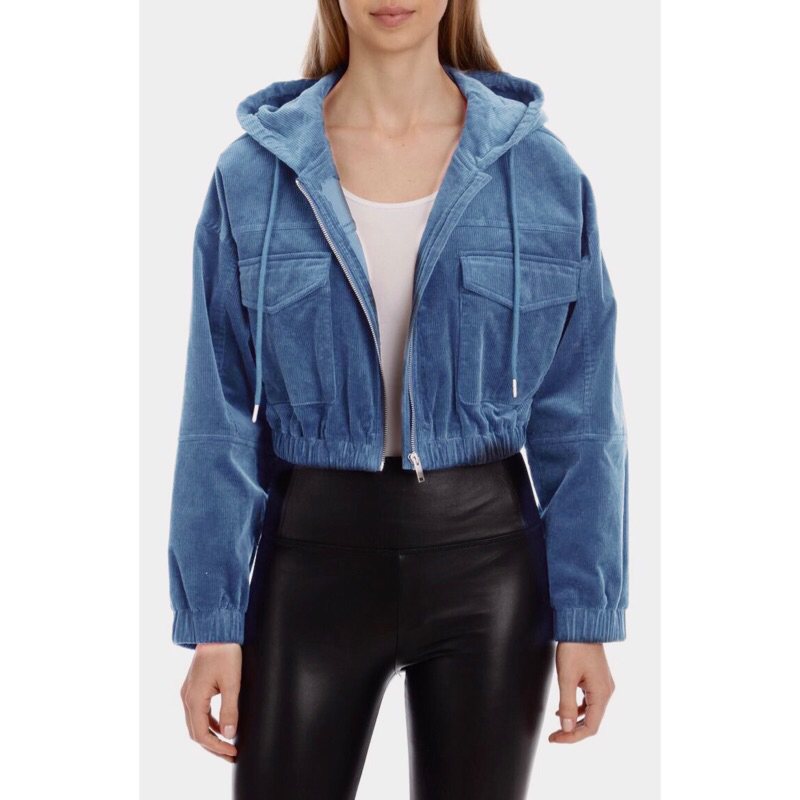 Jaket Wanita Vintage Jacket Corduroy Hight Waist Cropped Hooded Top | Jaket Korduroi Hoodie Crop | J