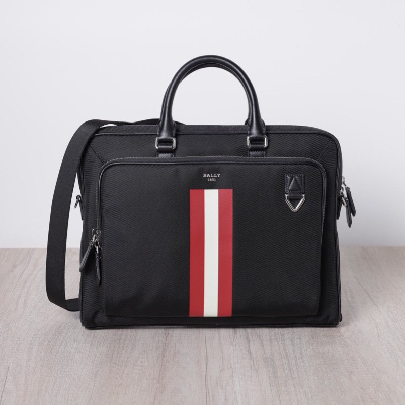 BALLY Men Zyon Business Bag in Black/Red