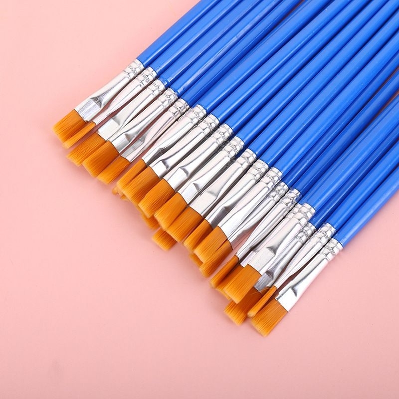 

RK 100 PCS KUAS LUKIS FLAT KUAS NYLON DATAR PAINT BY NUMBER FLAT BRUSH KUAS ROUND NYLON