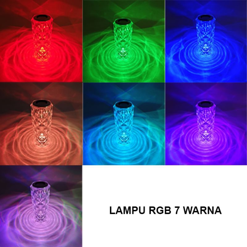 [ PPLUS ] Lampu Meja Speaker Bluetooth Protable Bateria Recharge Model Kristal Led Rose Diamond + Led RGB 7 Warna Warni